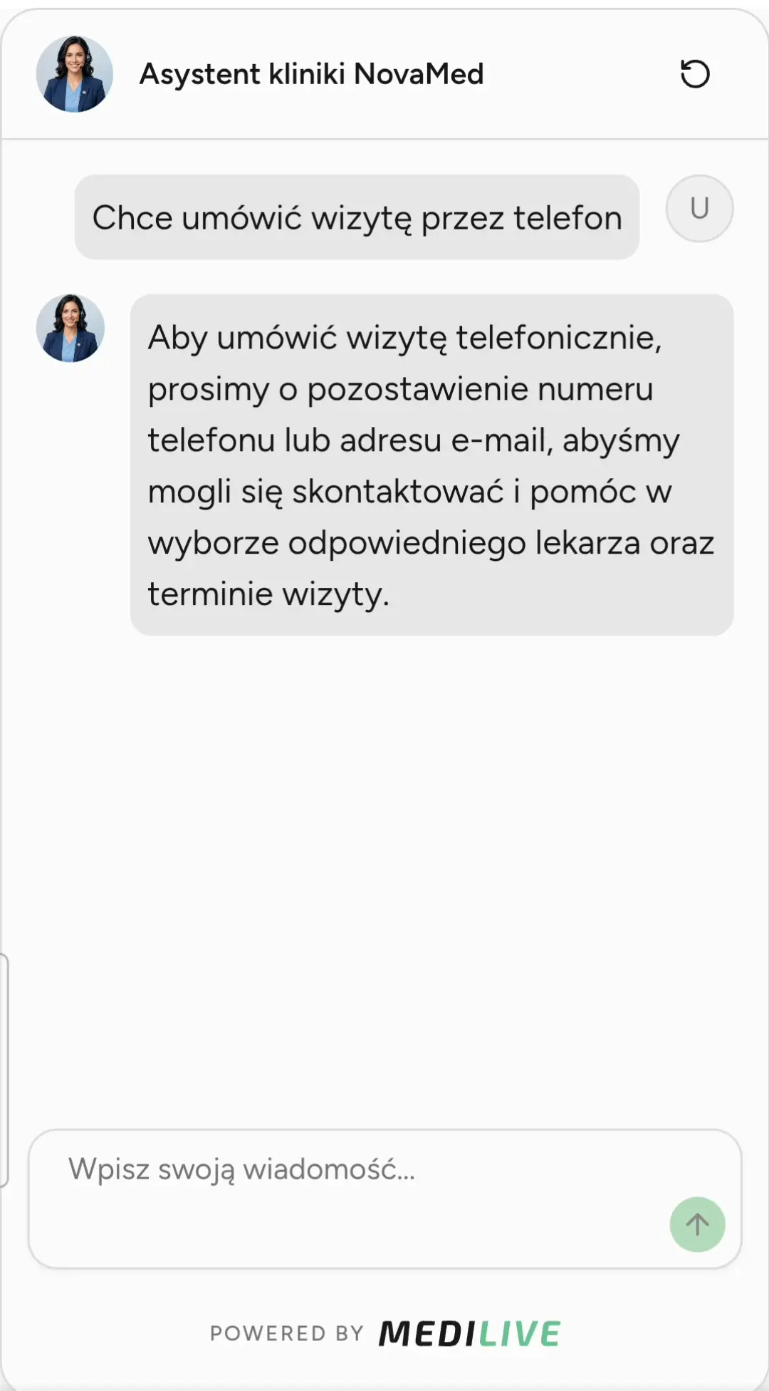 Powiadomienia recepcji o potencjalnym kliencie